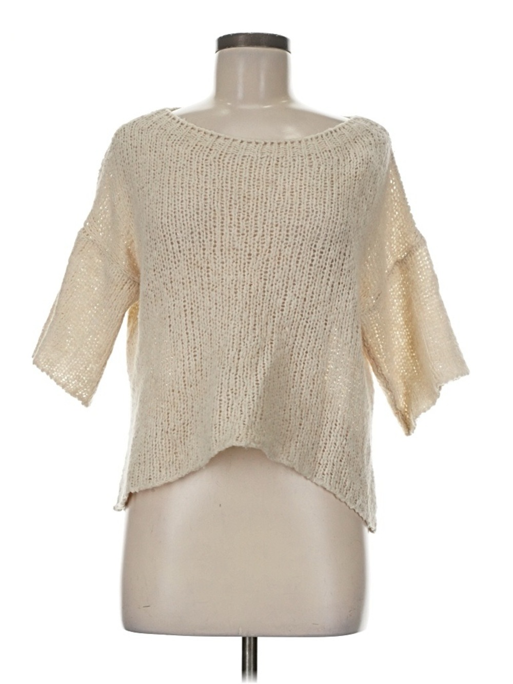 Zara Short-Sleeve Knit Sweater - Cream
